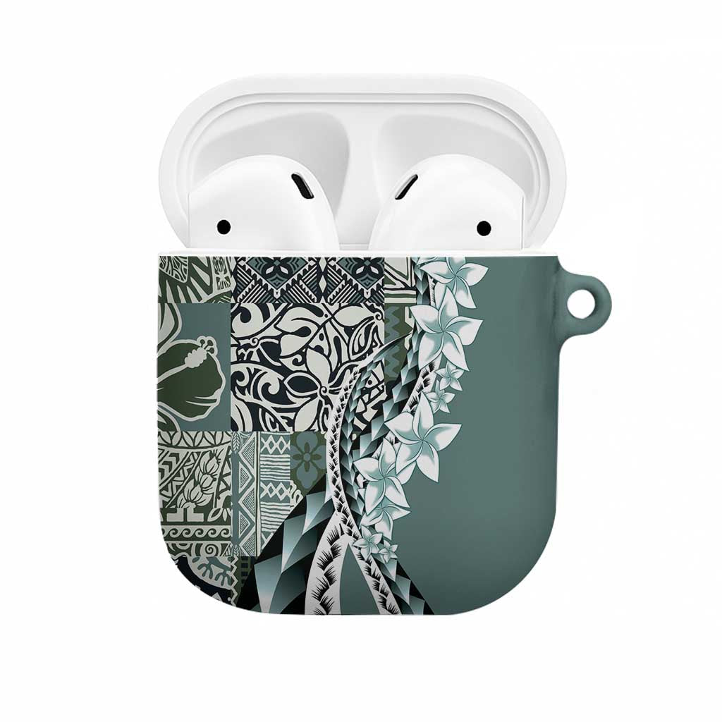 Aloha Vintage Plumeria Hawaiian Tapa Pattern AirPods Case Dark Turquoise Hawaiian Tapa Pattern LT9 Turquoise - Polynesian Pride