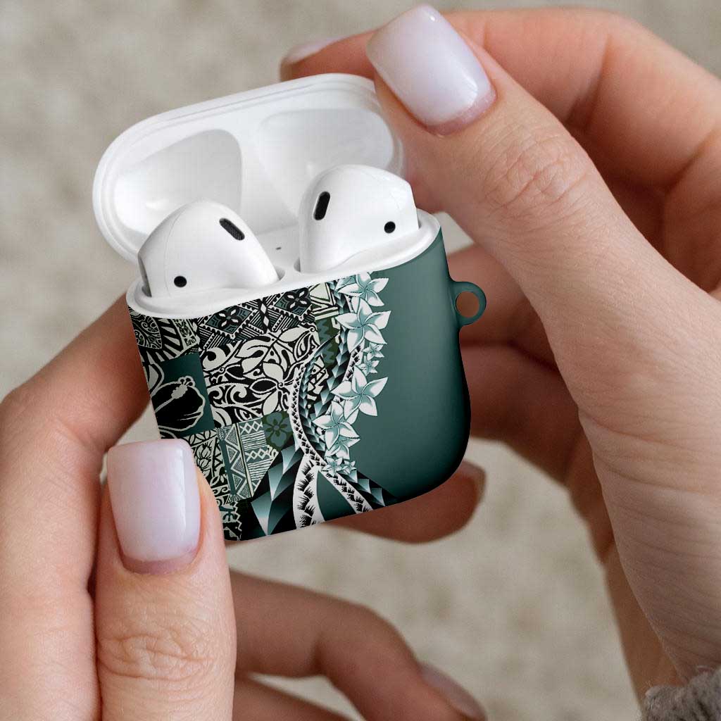 Aloha Vintage Plumeria Hawaiian Tapa Pattern AirPods Case Dark Turquoise Hawaiian Tapa Pattern LT9 - Polynesian Pride