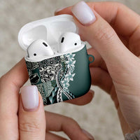 Aloha Vintage Plumeria Hawaiian Tapa Pattern AirPods Case Dark Turquoise Hawaiian Tapa Pattern LT9 - Polynesian Pride