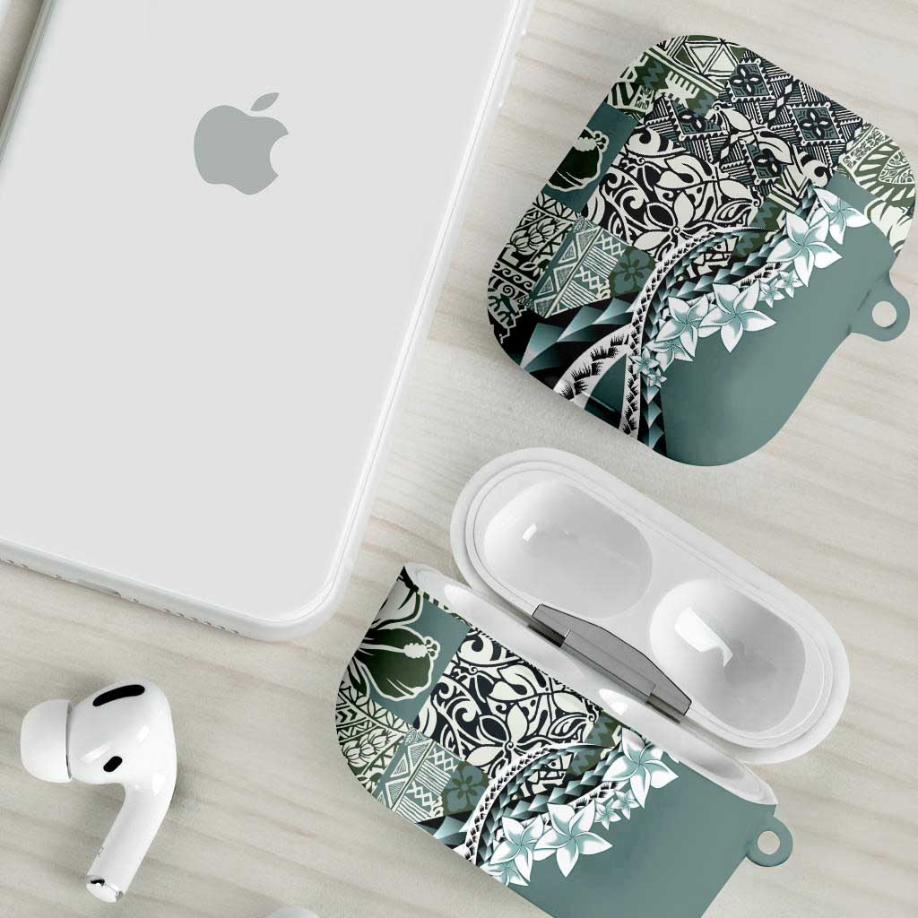 Aloha Vintage Plumeria Hawaiian Tapa Pattern AirPods Case Dark Turquoise Hawaiian Tapa Pattern LT9 - Polynesian Pride