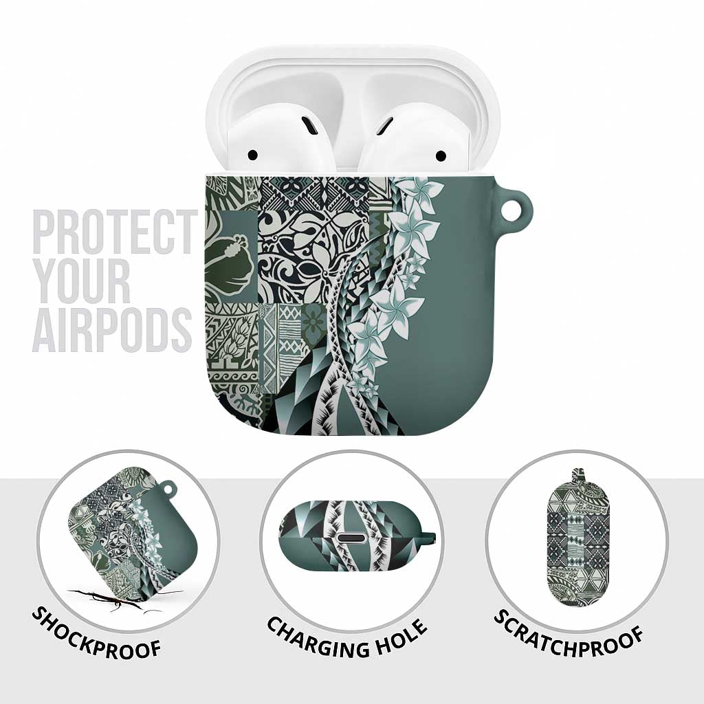 Aloha Vintage Plumeria Hawaiian Tapa Pattern AirPods Case Dark Turquoise Hawaiian Tapa Pattern LT9 - Polynesian Pride