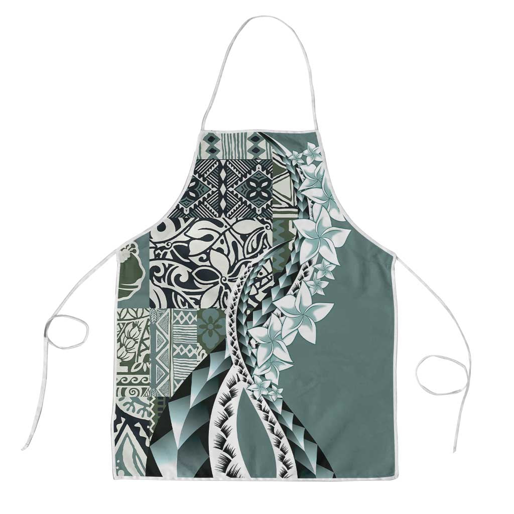 Aloha Vintage Plumeria Hawaiian Tapa Pattern Apron Dark Turquoise Hawaiian Tapa Pattern LT9 Turquoise - Polynesian Pride