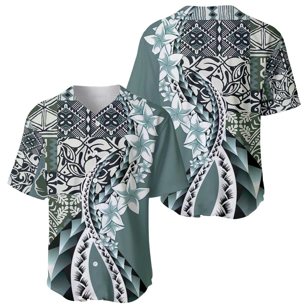 Aloha Vintage Plumeria Hawaiian Tapa Pattern Baseball Jersey Dark Turquoise Hawaiian Tapa Pattern - Polynesian Pride