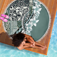 Aloha Vintage Plumeria Hawaiian Tapa Pattern Beach Blanket Dark Turquoise Hawaiian Tapa Pattern LT9 - Polynesian Pride