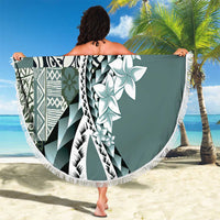 Aloha Vintage Plumeria Hawaiian Tapa Pattern Beach Blanket Dark Turquoise Hawaiian Tapa Pattern LT9 - Polynesian Pride