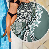 Aloha Vintage Plumeria Hawaiian Tapa Pattern Beach Blanket Dark Turquoise Hawaiian Tapa Pattern LT9 - Polynesian Pride