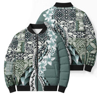 Aloha Vintage Plumeria Hawaiian Tapa Pattern Bomber Puffer Jacket Dark Turquoise Hawaiian Tapa Pattern LT9 - Polynesian Pride