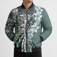 Aloha Vintage Plumeria Hawaiian Tapa Pattern Bomber Puffer Jacket Dark Turquoise Hawaiian Tapa Pattern LT9 - Polynesian Pride