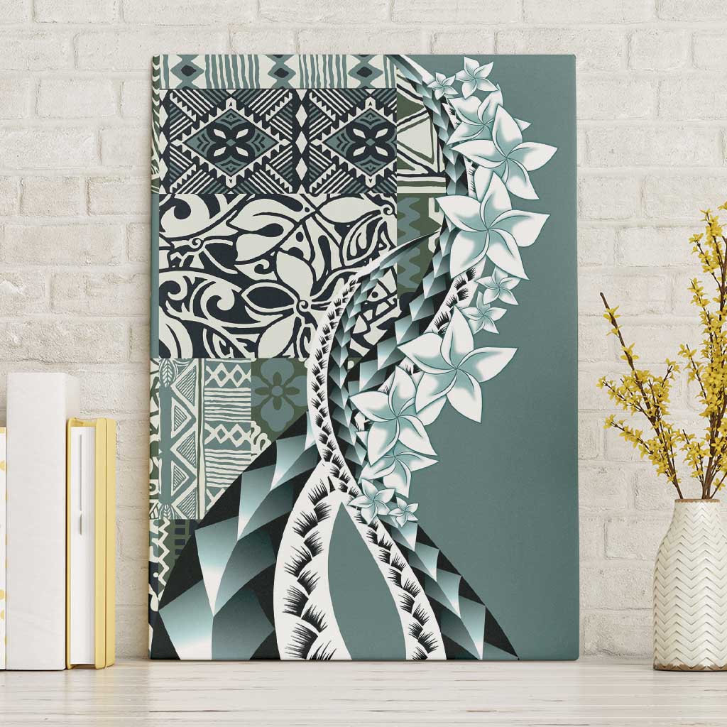 Aloha Vintage Plumeria Hawaiian Tapa Pattern Canvas Wall Art Dark Turquoise Hawaiian Tapa Pattern LT9 Without Frame Turquoise - Polynesian Pride