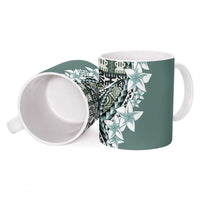 Aloha Vintage Plumeria Hawaiian Tapa Pattern Ceramic Mug Dark Turquoise Hawaiian Tapa Pattern LT9 - Polynesian Pride