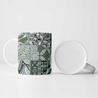 Aloha Vintage Plumeria Hawaiian Tapa Pattern Ceramic Mug Dark Turquoise Hawaiian Tapa Pattern LT9 - Polynesian Pride
