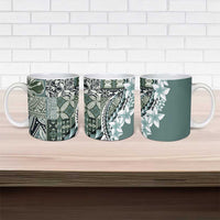 Aloha Vintage Plumeria Hawaiian Tapa Pattern Ceramic Mug Dark Turquoise Hawaiian Tapa Pattern LT9 - Polynesian Pride