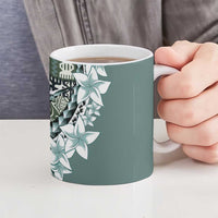 Aloha Vintage Plumeria Hawaiian Tapa Pattern Ceramic Mug Dark Turquoise Hawaiian Tapa Pattern LT9 - Polynesian Pride