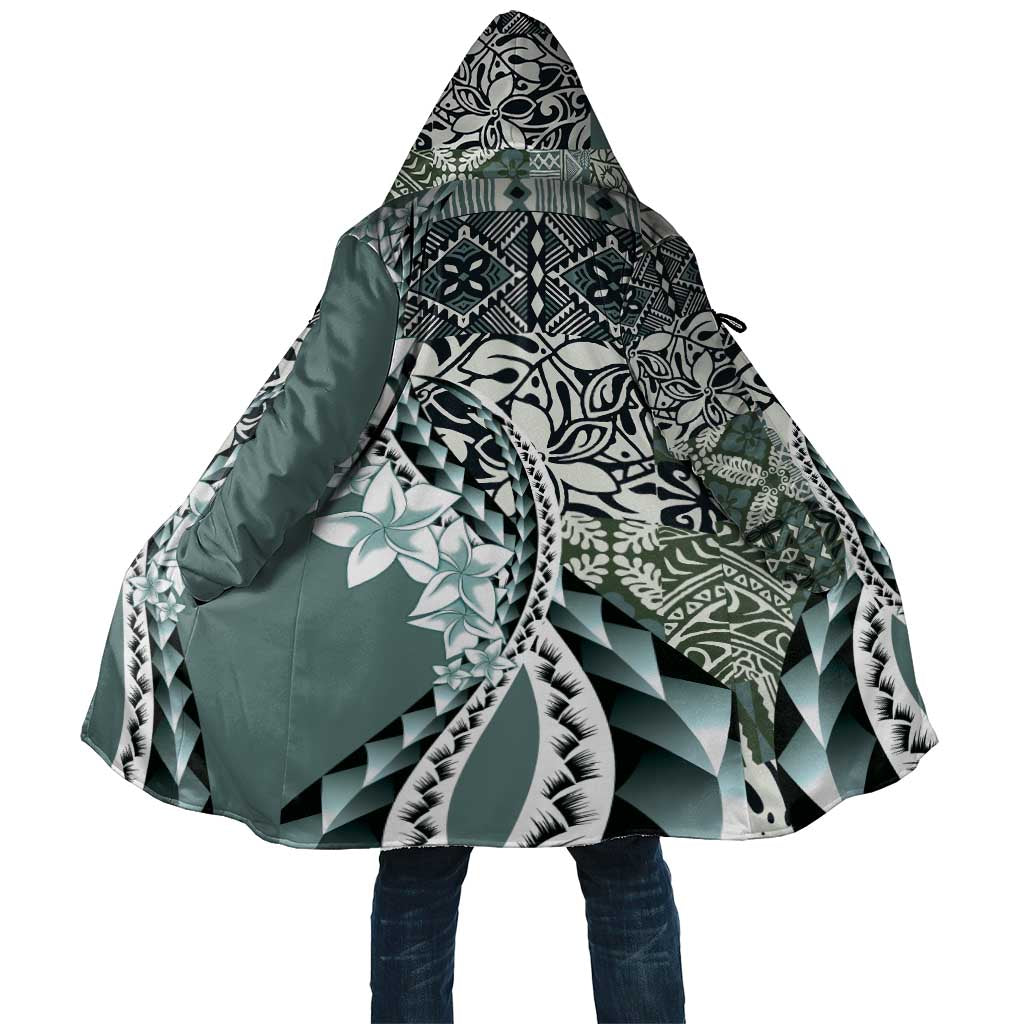 Aloha Vintage Plumeria Hawaiian Tapa Pattern Cloak Dark Turquoise Hawaiian Tapa Pattern - Polynesian Pride