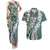 Aloha Vintage Plumeria Hawaiian Tapa Pattern Couples Matching Tank Maxi Dress and Hawaiian Shirt Dark Turquoise Hawaiian Tapa Pattern - Polynesian Pride