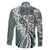 Aloha Vintage Plumeria Hawaiian Tapa Pattern Family Matching Off The Shoulder Long Sleeve Dress and Hawaiian Shirt Dark Turquoise Hawaiian Tapa Pattern - Polynesian Pride