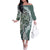 Aloha Vintage Plumeria Hawaiian Tapa Pattern Family Matching Off The Shoulder Long Sleeve Dress and Hawaiian Shirt Dark Turquoise Hawaiian Tapa Pattern - Polynesian Pride