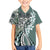 Aloha Vintage Plumeria Hawaiian Tapa Pattern Family Matching Off The Shoulder Long Sleeve Dress and Hawaiian Shirt Dark Turquoise Hawaiian Tapa Pattern - Polynesian Pride