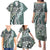 Aloha Vintage Plumeria Hawaiian Tapa Pattern Family Matching Puletasi and Hawaiian Shirt Dark Turquoise Hawaiian Tapa Pattern - Polynesian Pride