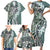 Aloha Vintage Plumeria Hawaiian Tapa Pattern Family Matching Short Sleeve Bodycon Dress and Hawaiian Shirt Dark Turquoise Hawaiian Tapa Pattern - Polynesian Pride