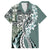 Aloha Vintage Plumeria Hawaiian Tapa Pattern Family Matching Short Sleeve Bodycon Dress and Hawaiian Shirt Dark Turquoise Hawaiian Tapa Pattern - Polynesian Pride