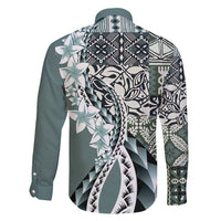 Aloha Vintage Plumeria Hawaiian Tapa Pattern Family Matching Summer Maxi Dress and Hawaiian Shirt Dark Turquoise Hawaiian Tapa Pattern - Polynesian Pride