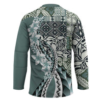 Aloha Vintage Plumeria Hawaiian Tapa Pattern Hockey Jersey Dark Turquoise Hawaiian Tapa Pattern LT9 - Polynesian Pride