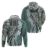 Aloha Vintage Plumeria Hawaiian Tapa Pattern Hoodie Dark Turquoise Hawaiian Tapa Pattern - Polynesian Pride