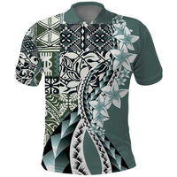 Aloha Vintage Plumeria Hawaiian Tapa Pattern Polo Shirt Dark Turquoise Hawaiian Tapa Pattern - Polynesian Pride