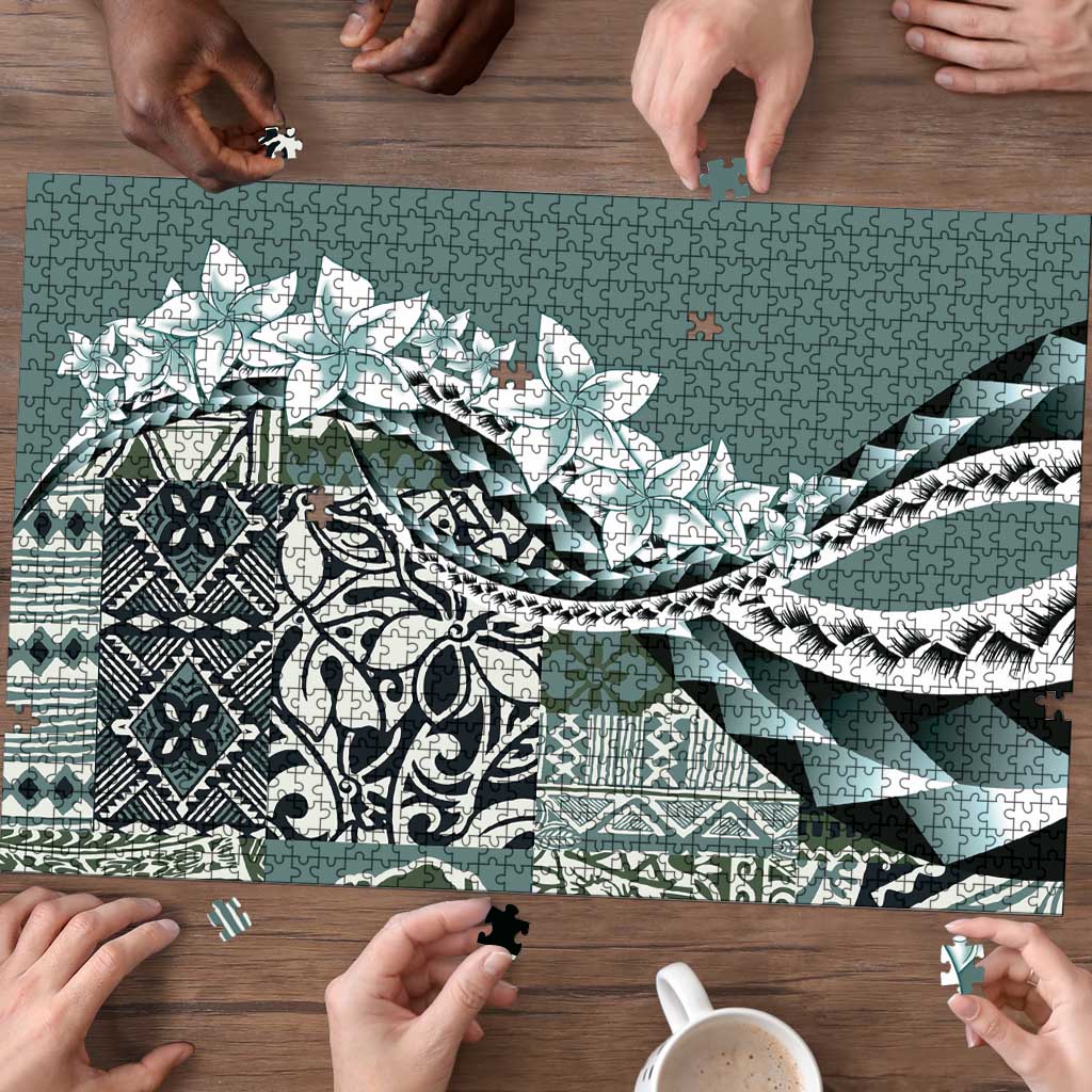 Aloha Vintage Plumeria Hawaiian Tapa Pattern Puzzle Dark Turquoise Hawaiian Tapa Pattern LT9 - Polynesian Pride