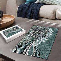 Aloha Vintage Plumeria Hawaiian Tapa Pattern Puzzle Dark Turquoise Hawaiian Tapa Pattern LT9 - Polynesian Pride