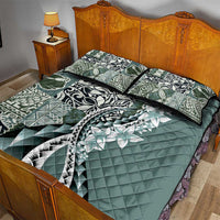 Aloha Vintage Plumeria Hawaiian Tapa Pattern Quilt Bed Set Dark Turquoise Hawaiian Tapa Pattern - Polynesian Pride