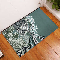 Aloha Vintage Plumeria Hawaiian Tapa Pattern Rubber Doormat Dark Turquoise Hawaiian Tapa Pattern LT9 - Polynesian Pride
