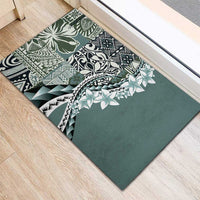 Aloha Vintage Plumeria Hawaiian Tapa Pattern Rubber Doormat Dark Turquoise Hawaiian Tapa Pattern LT9 - Polynesian Pride