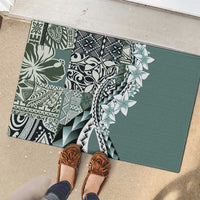 Aloha Vintage Plumeria Hawaiian Tapa Pattern Rubber Doormat Dark Turquoise Hawaiian Tapa Pattern LT9 - Polynesian Pride