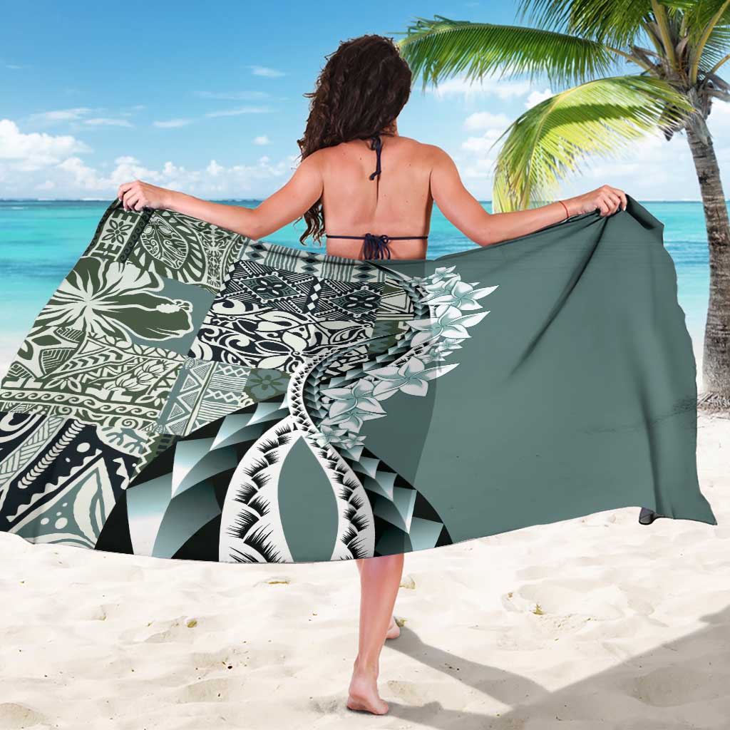 Aloha Vintage Plumeria Hawaiian Tapa Pattern Sarong Dark Turquoise Hawaiian Tapa Pattern - Polynesian Pride