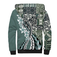 Aloha Vintage Plumeria Hawaiian Tapa Pattern Sherpa Hoodie Dark Turquoise Hawaiian Tapa Pattern LT9 - Polynesian Pride
