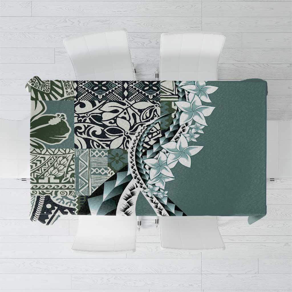 Aloha Vintage Plumeria Hawaiian Tapa Pattern Tablecloth Dark Turquoise Hawaiian Tapa Pattern LT9 Turquoise - Polynesian Pride