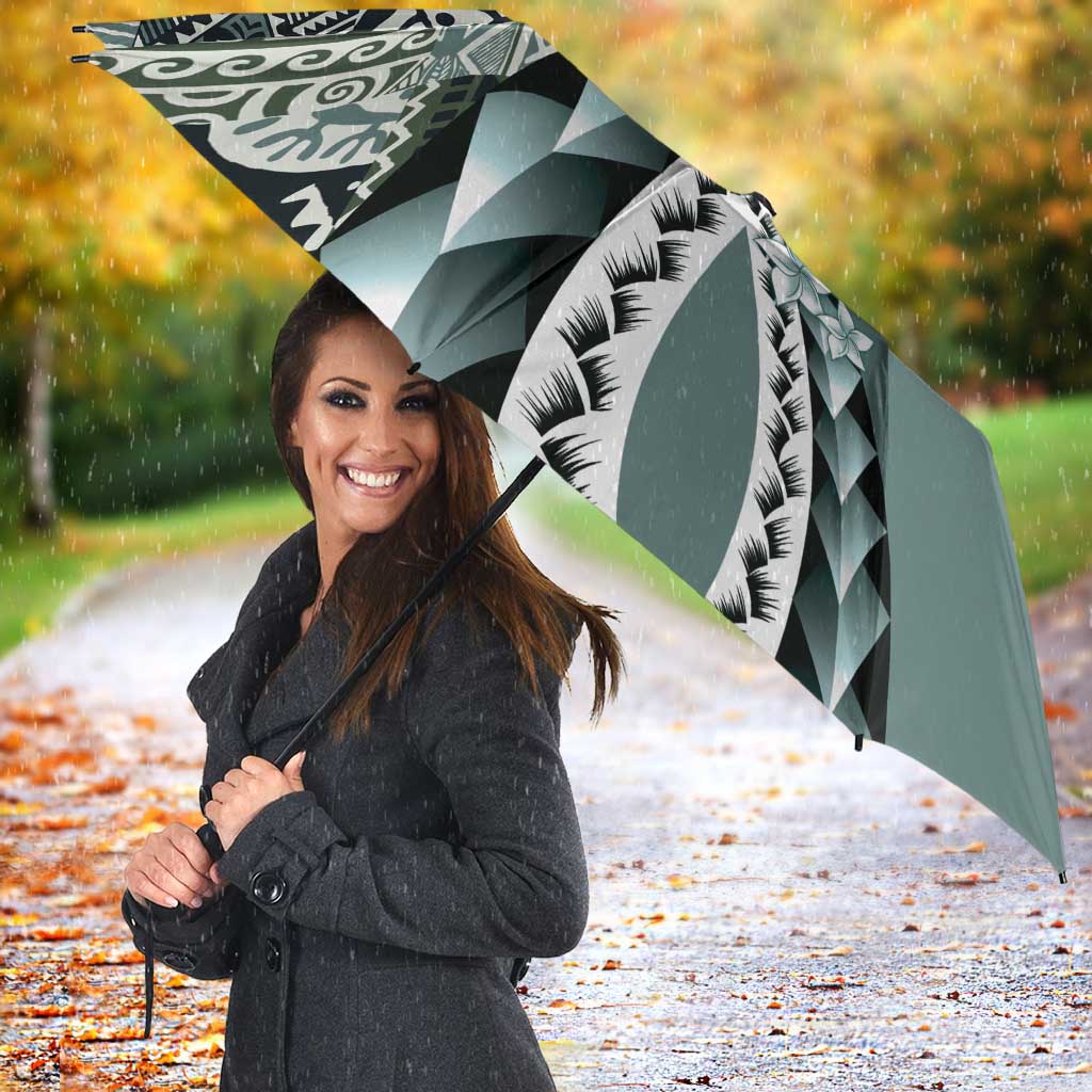 Aloha Vintage Plumeria Hawaiian Tapa Pattern Umbrella Dark Turquoise Hawaiian Tapa Pattern - Polynesian Pride