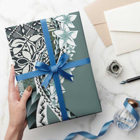 Aloha Vintage Plumeria Hawaiian Tapa Pattern Wrapping Paper Dark Turquoise Hawaiian Tapa Pattern - Polynesian Pride