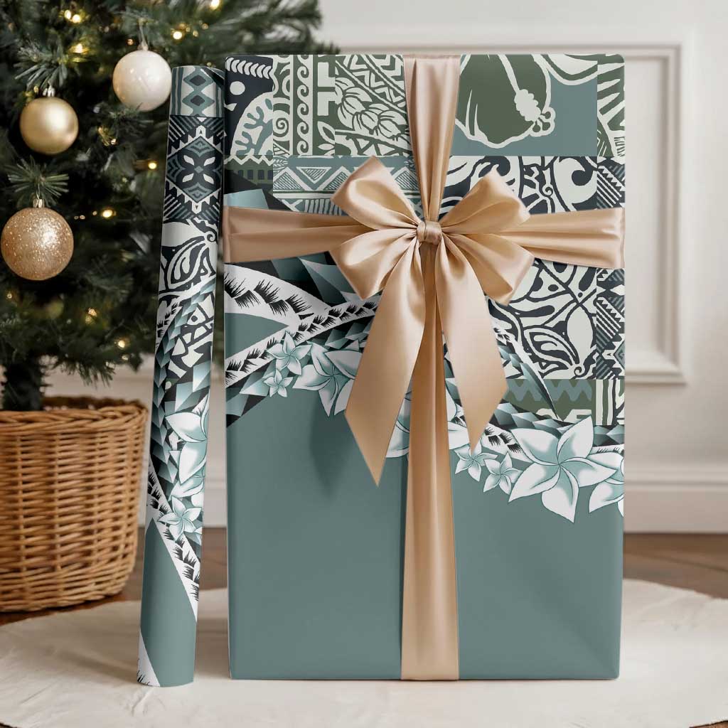 Aloha Vintage Plumeria Hawaiian Tapa Pattern Wrapping Paper Dark Turquoise Hawaiian Tapa Pattern - Polynesian Pride