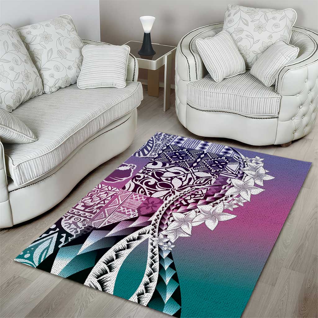 Aloha Vintage Plumeria Hawaiian Tapa Pattern Area Rug Gradient Hawaiian Tapa Pattern - Polynesian Pride