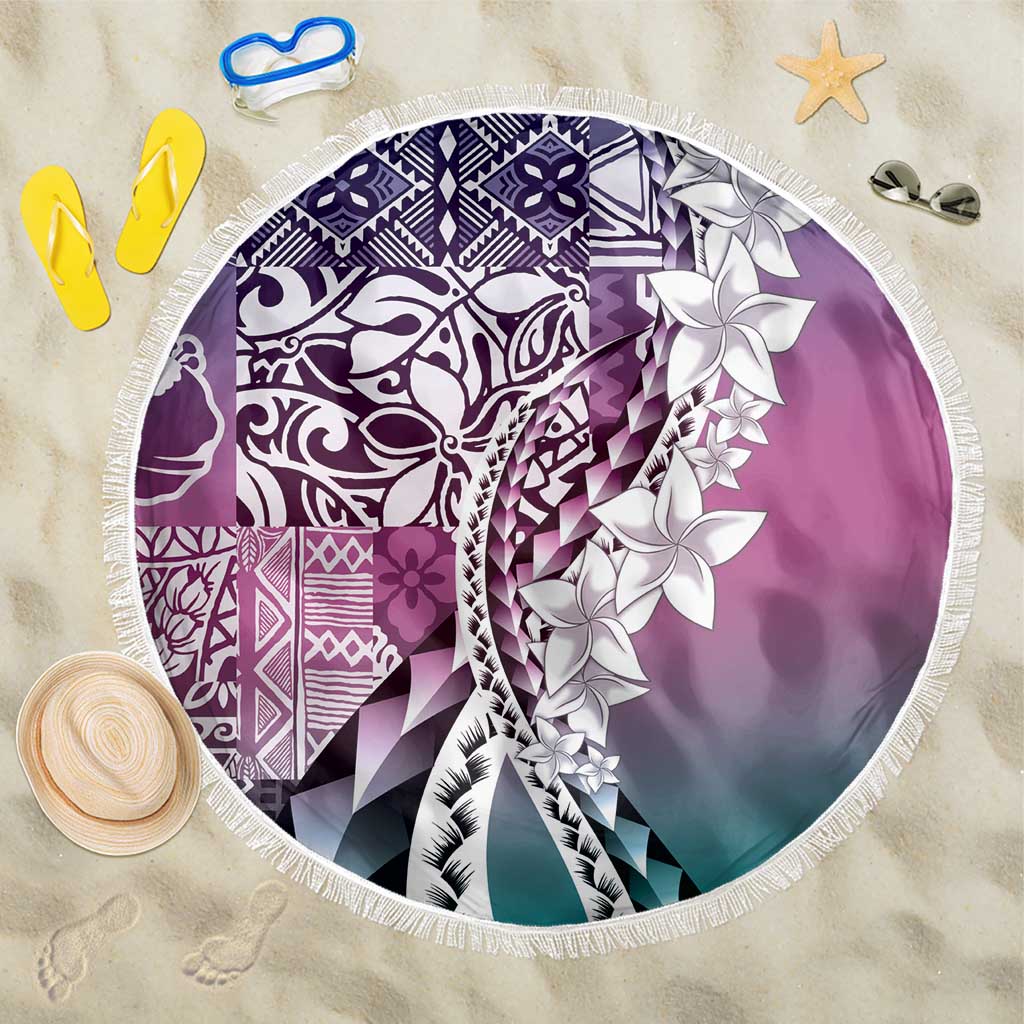 Aloha Vintage Plumeria Hawaiian Tapa Pattern Beach Blanket Gradient Hawaiian Tapa Pattern LT9 One Size 150cm Gradient - Polynesian Pride