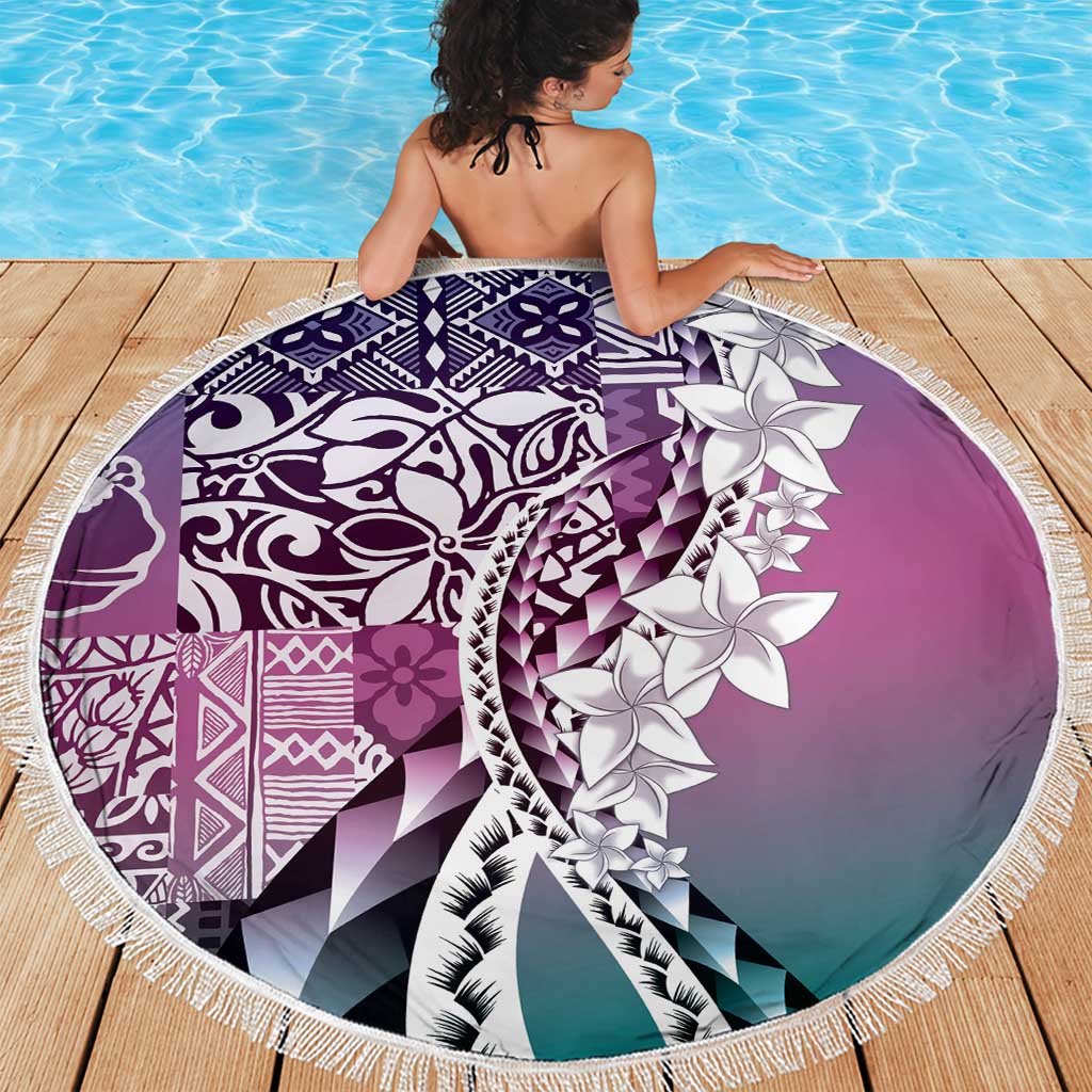 Aloha Vintage Plumeria Hawaiian Tapa Pattern Beach Blanket Gradient Hawaiian Tapa Pattern LT9 - Polynesian Pride