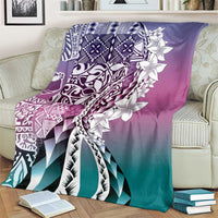 Aloha Vintage Plumeria Hawaiian Tapa Pattern Blanket Gradient Hawaiian Tapa Pattern - Polynesian Pride