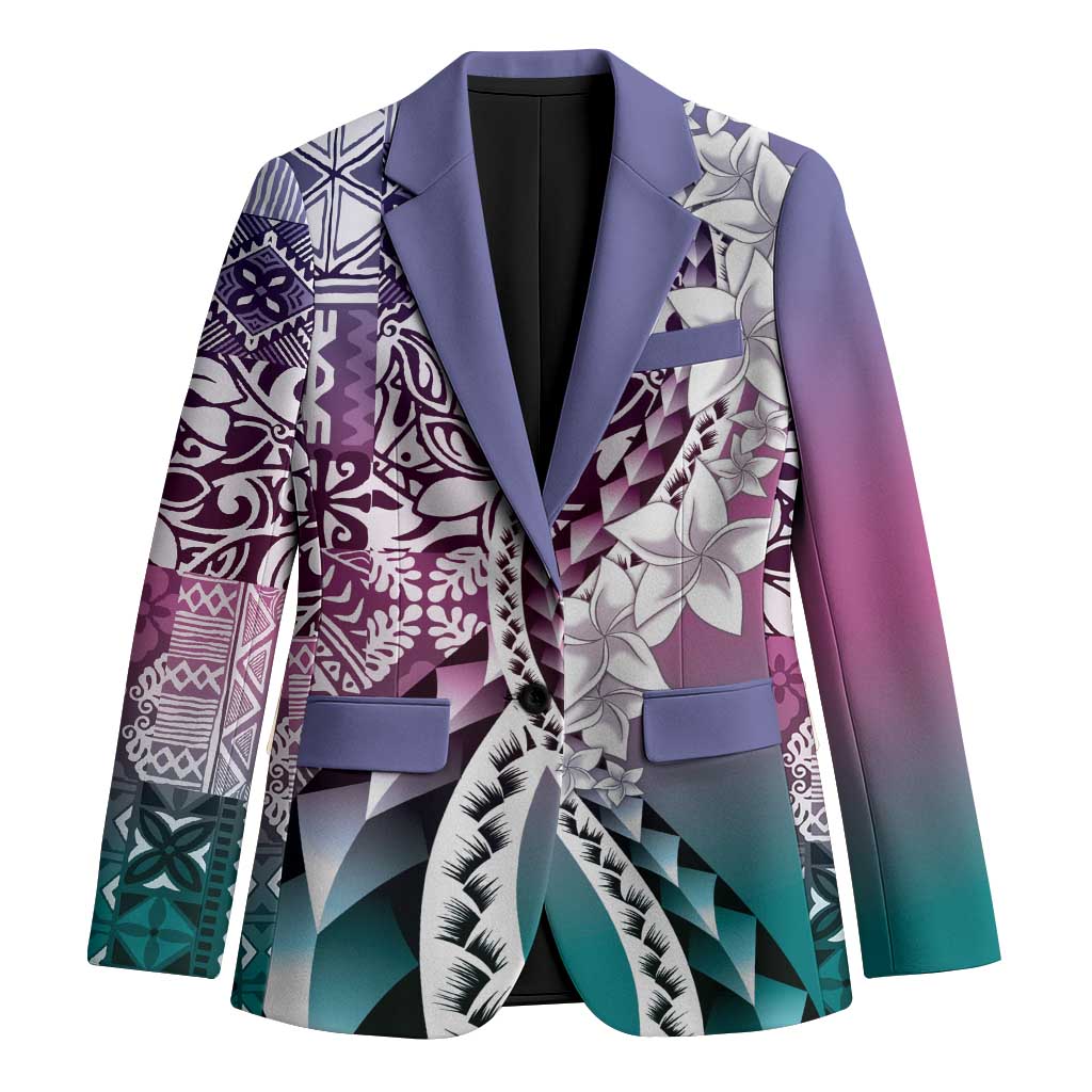 Aloha Vintage Plumeria Hawaiian Tapa Pattern Blazer Gradient Hawaiian Tapa Pattern LT9 Unisex Gradient - Polynesian Pride