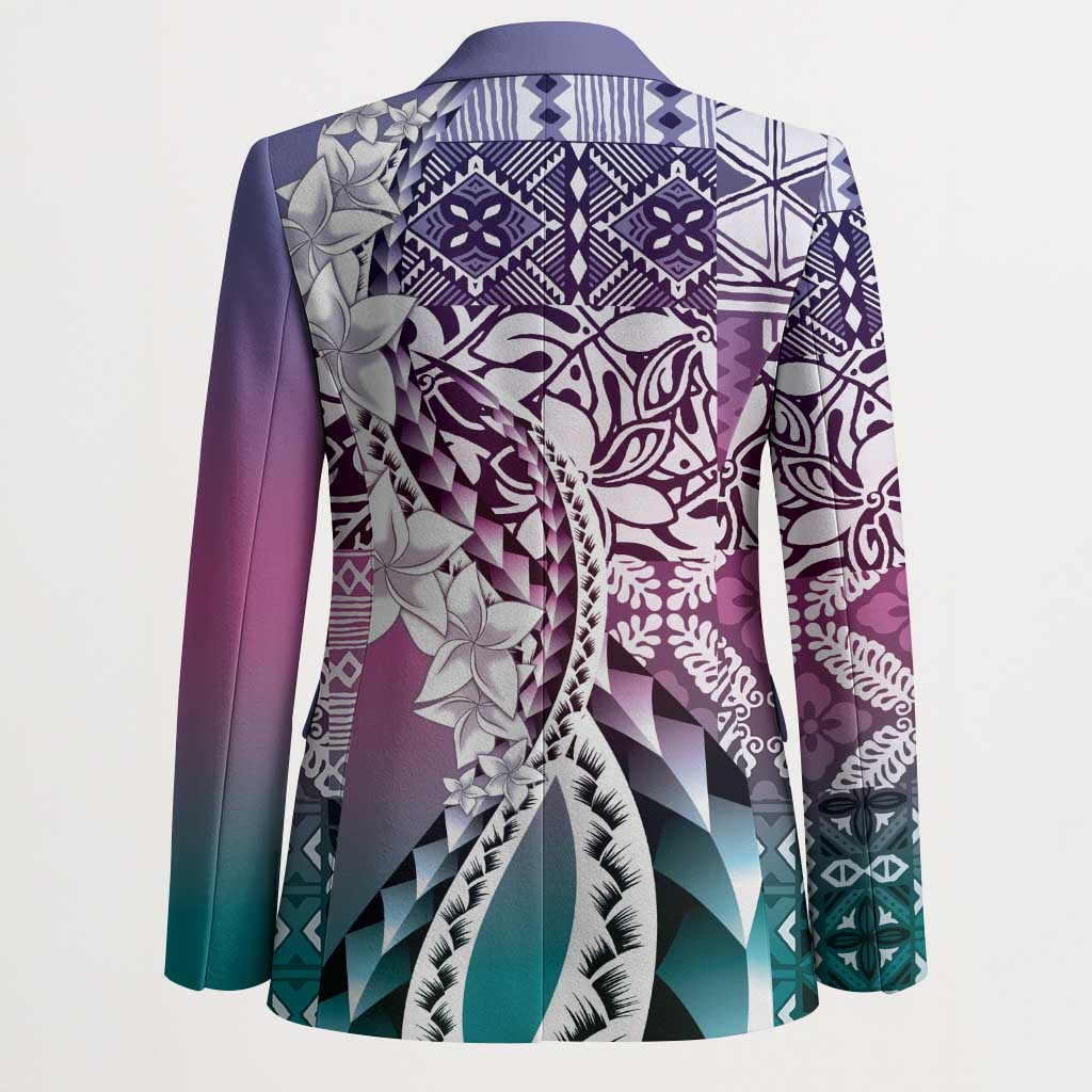 Aloha Vintage Plumeria Hawaiian Tapa Pattern Blazer Gradient Hawaiian Tapa Pattern LT9 - Polynesian Pride