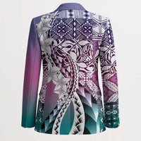 Aloha Vintage Plumeria Hawaiian Tapa Pattern Blazer Gradient Hawaiian Tapa Pattern LT9 - Polynesian Pride