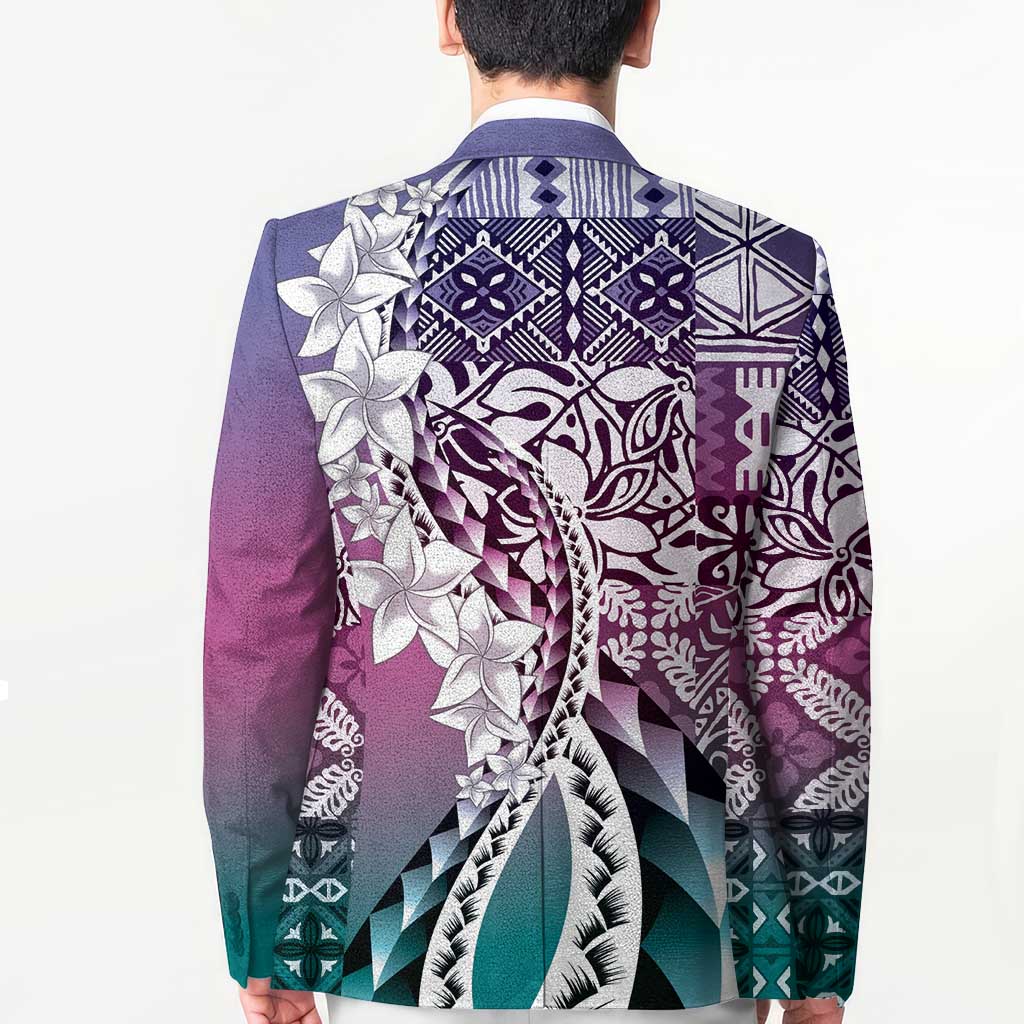 Aloha Vintage Plumeria Hawaiian Tapa Pattern Blazer Gradient Hawaiian Tapa Pattern LT9 - Polynesian Pride
