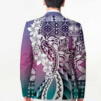 Aloha Vintage Plumeria Hawaiian Tapa Pattern Blazer Gradient Hawaiian Tapa Pattern LT9 - Polynesian Pride